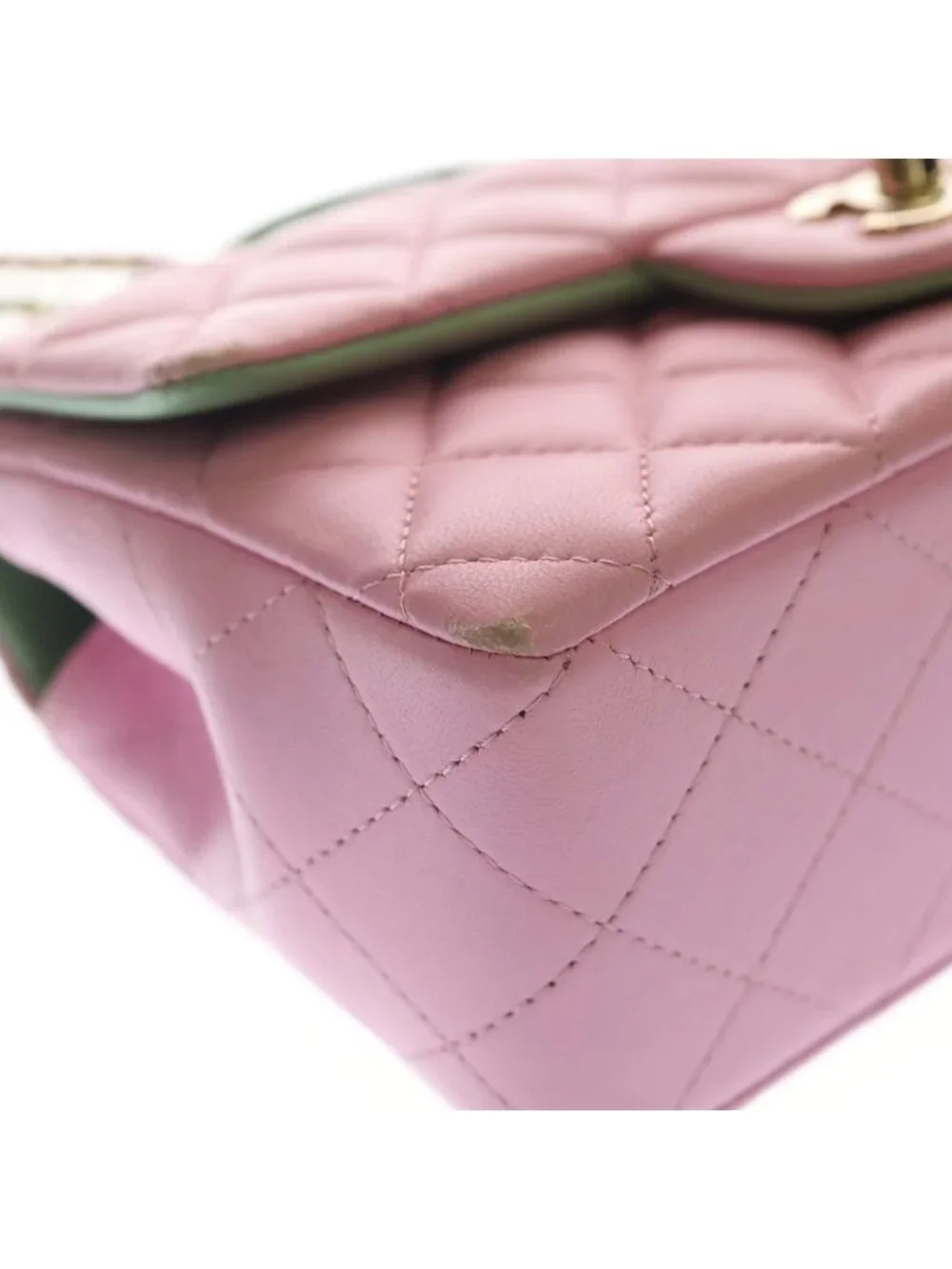 Chanel Top Handle Mini Flap Back Chain Shoulder Lambskin Pink